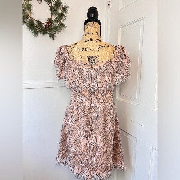 Wayf Off the Shoulder Blush Lace Mini Dress NWT - Picture 8 of 13